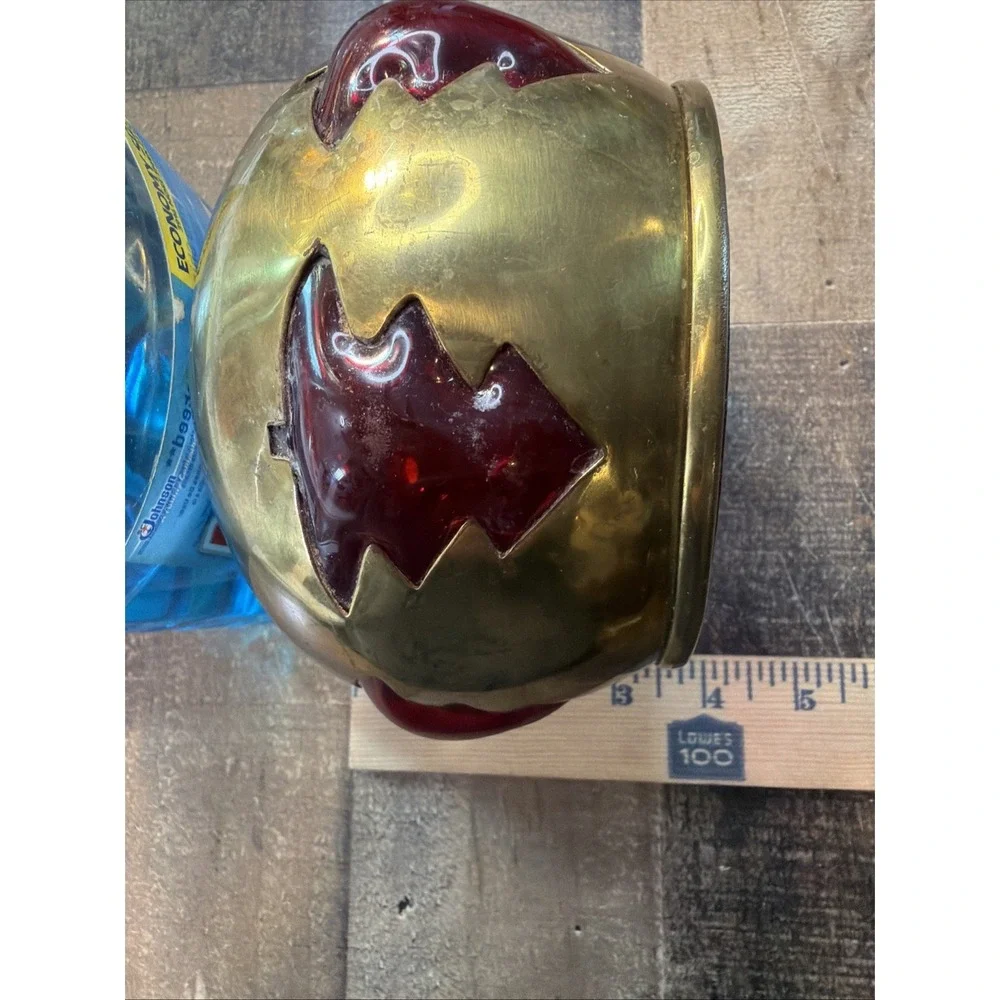 Vintage‎ Brass Ruby Red Glass Christmas Tree Votive Candle Holder Bowl 5.5